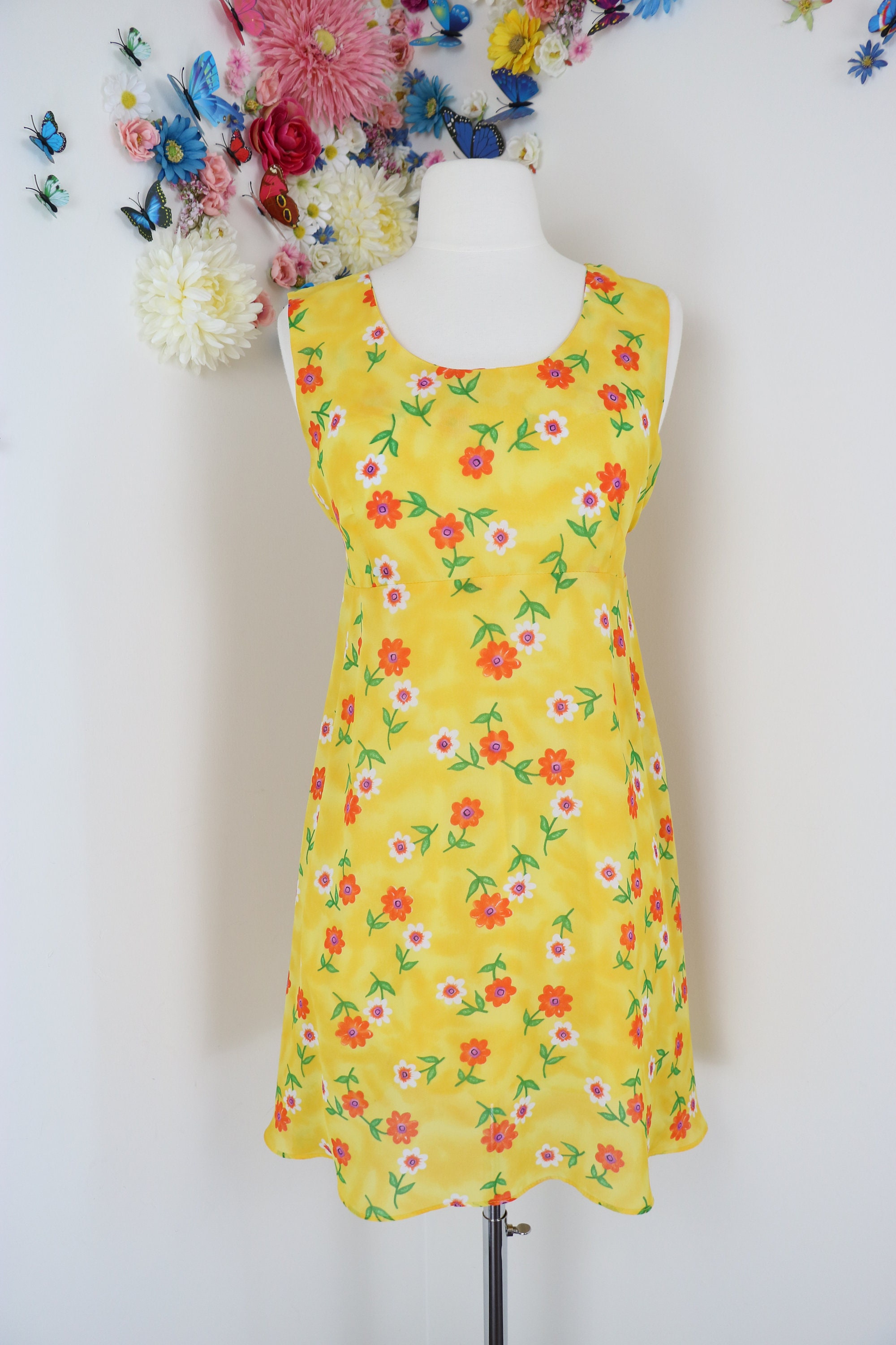 Vintage 80s Does 60s Floral Mini Scooter Dress Empire Waist - Etsy Canada