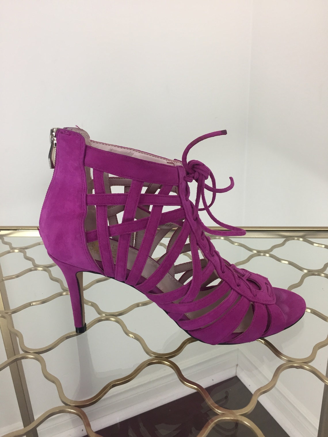 pink lace up sandals flat