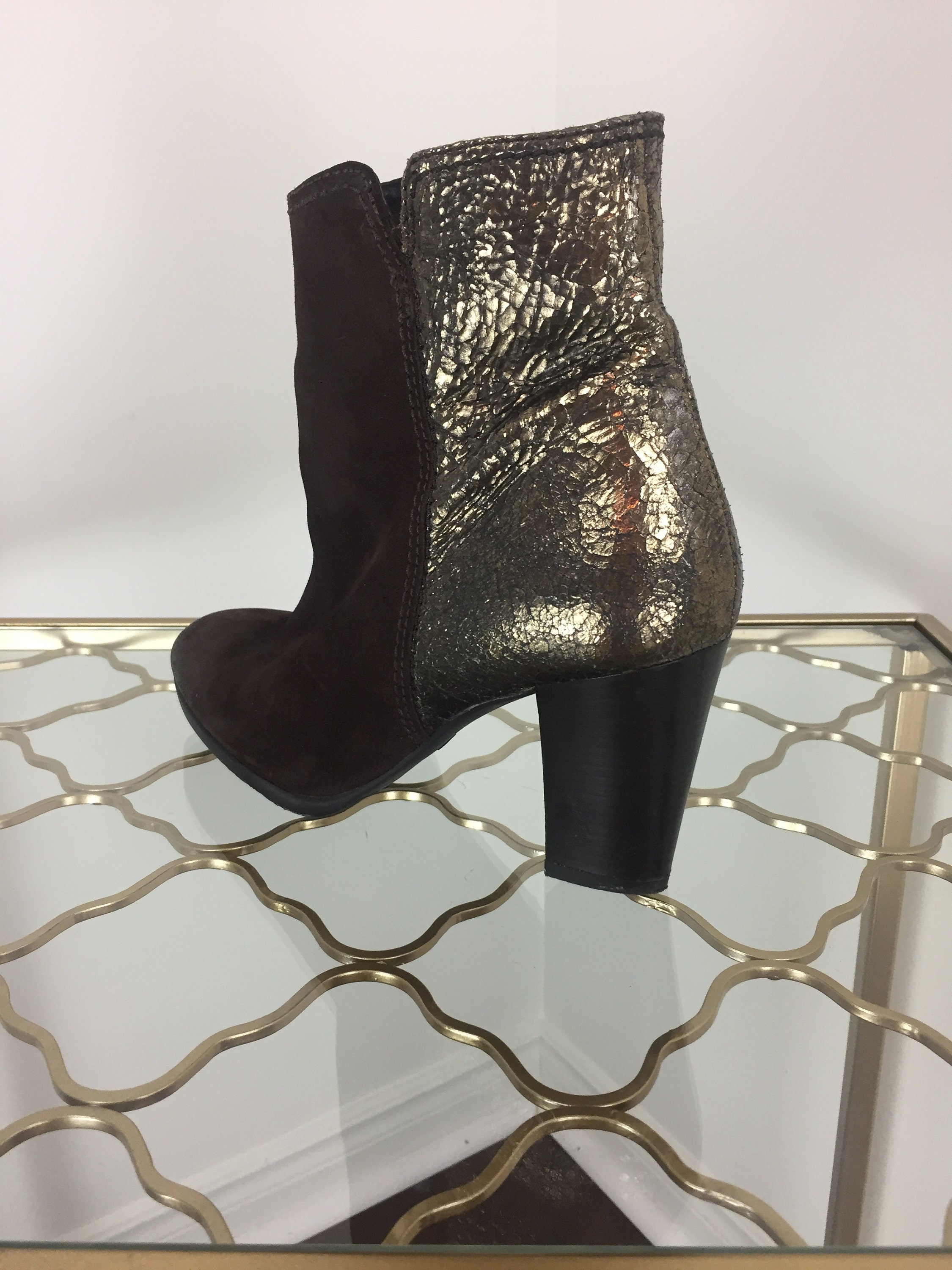 metallic gold booties
