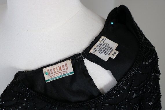 80s Beaded Black Evening Blouse Top - Vintage 198… - image 7