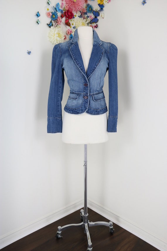 Vintage 1990s Denim Fitted Blazer XS/S - Victorian