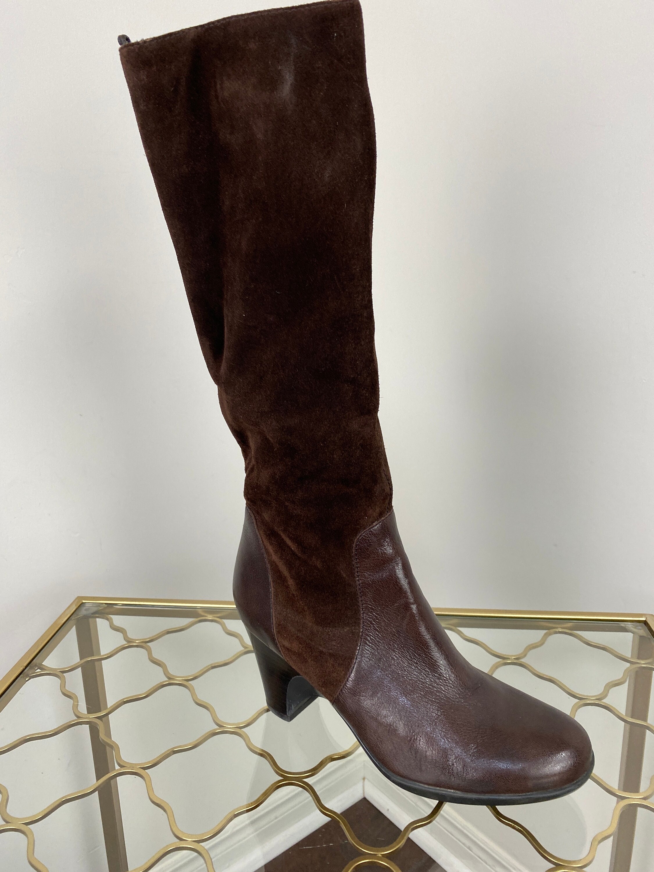 Brown leather clearance long boots womens