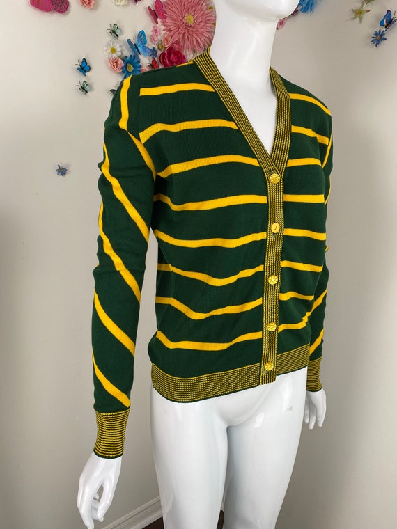 Green Yellow College Style Cardigan Sweater - Col… - image 6