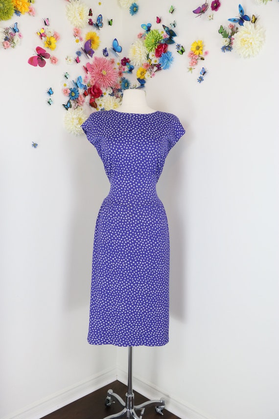 1980s Does 50s Vintage Polka Dot Wiggle Dress - B… - image 2