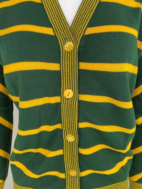 Green Yellow College Style Cardigan Sweater - Col… - image 5