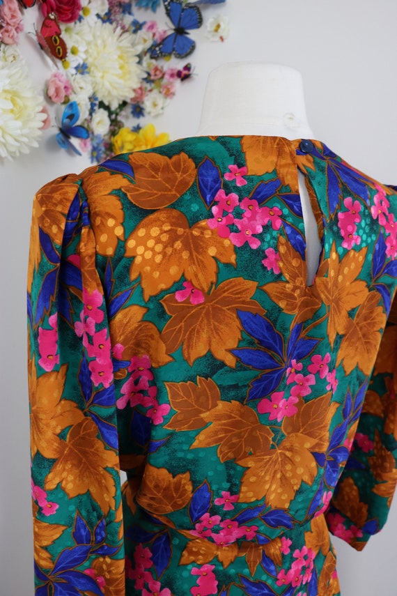 Vintage 80s Does 40s Floral Dress Skirt Suit - 19… - image 10