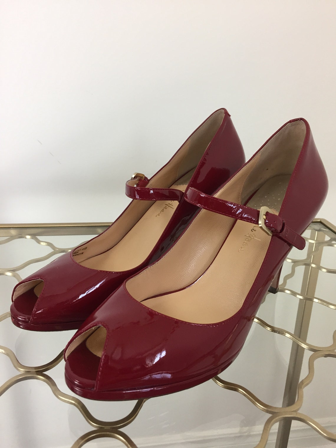 Vintage 1990s Red Mary Jane Pumps Cole Haan Peep Toe - Etsy Canada
