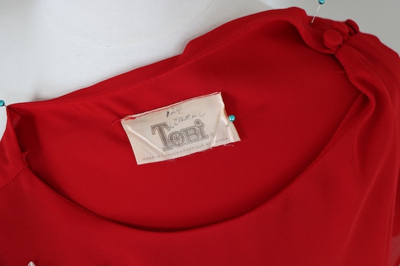 70s 80s TOBI Red Sequin Evening Dress - Vintage 1… - image 9