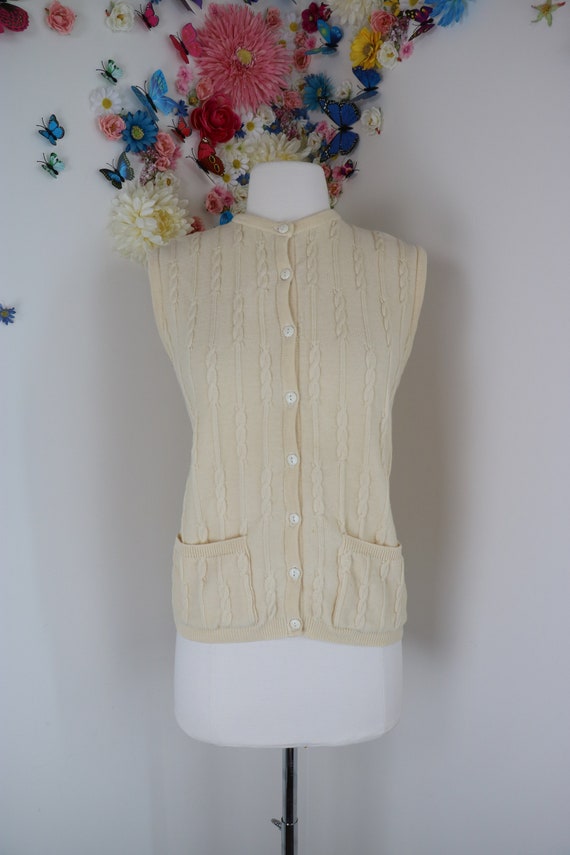 70s Cream Sweater Vest Waistcoat - Vintage JAEGER 