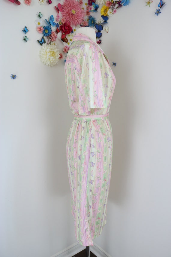 Vintage 70s Floral Pastel Day Dress - Large/XL St… - image 8