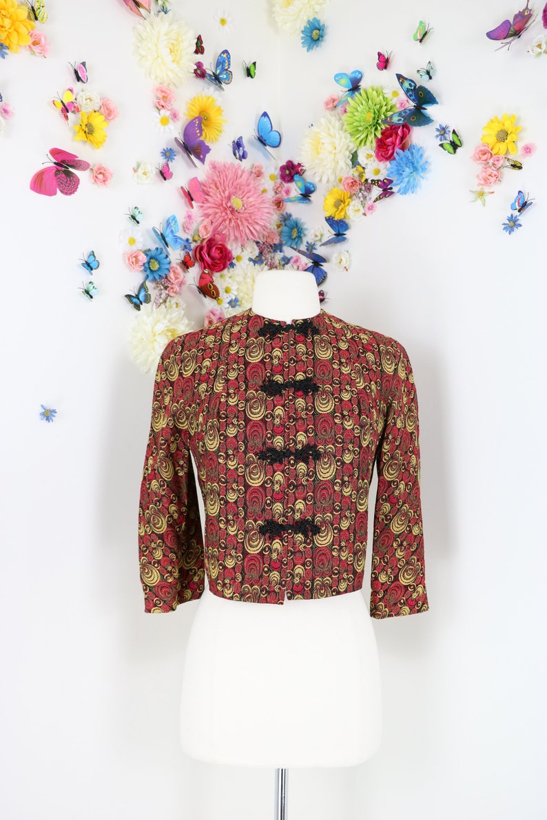 1980s Chinese Asian Jacket Cropped 3/4 Sleeve Frog Clasp - Etsy