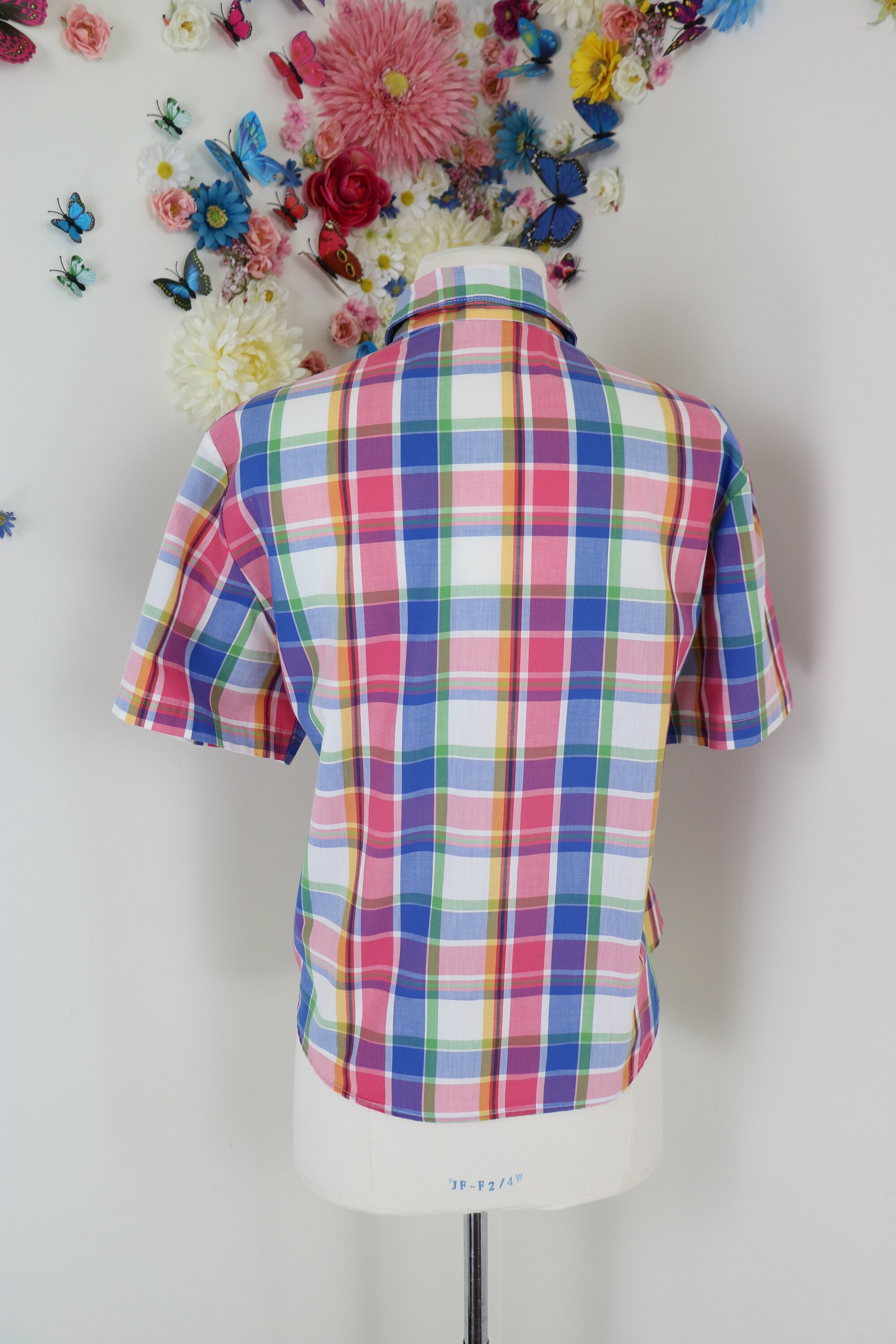 Vintage 80s Cotton Rainbow Plaid Shirt Blouse L/large - Etsy