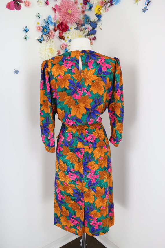 Vintage 80s Does 40s Floral Dress Skirt Suit - 19… - image 9