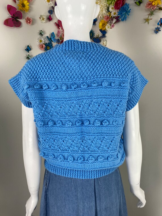 Blue Button up Sweater Vest Vintage 70s Popcorn Knit Sweater Blue Button up Sweater Vest Vintage 70s Popcorn Knit Sweater