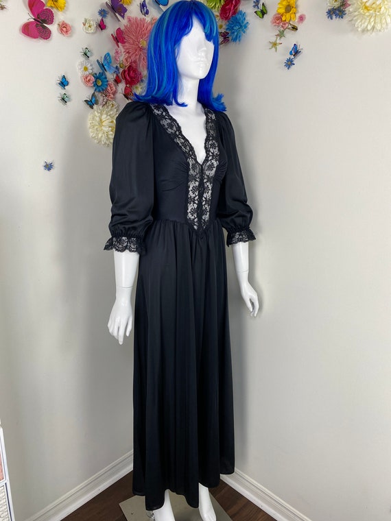 OLGA Black Lace Nightgown Lingerie - Vintage 1980… - image 7