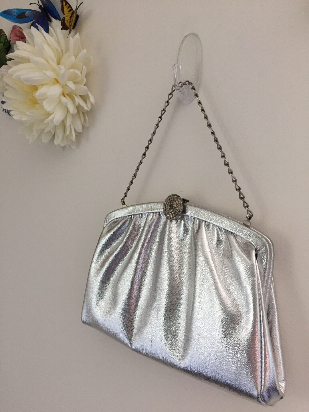 1950s Evening Clutch Silver Metallic Elegant Evening Purse - Etsy