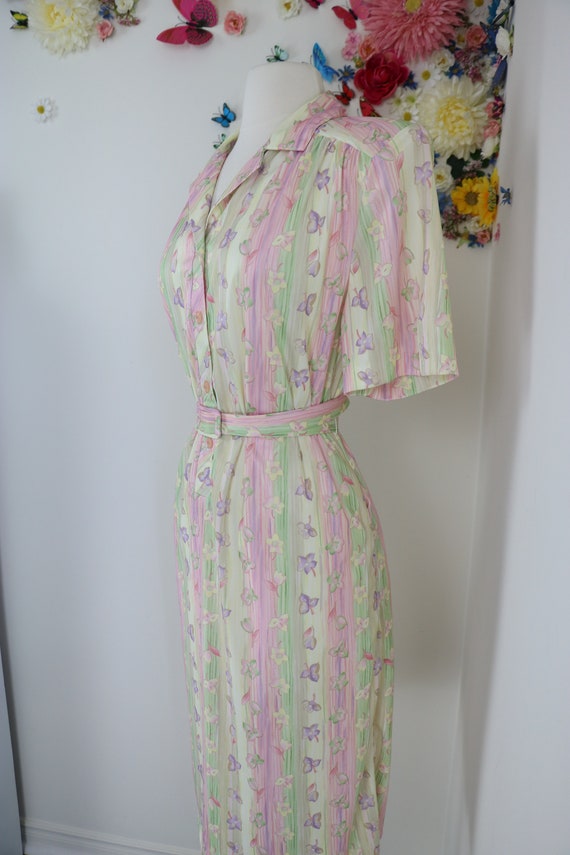 Vintage 70s Floral Pastel Day Dress - Large/XL St… - image 4