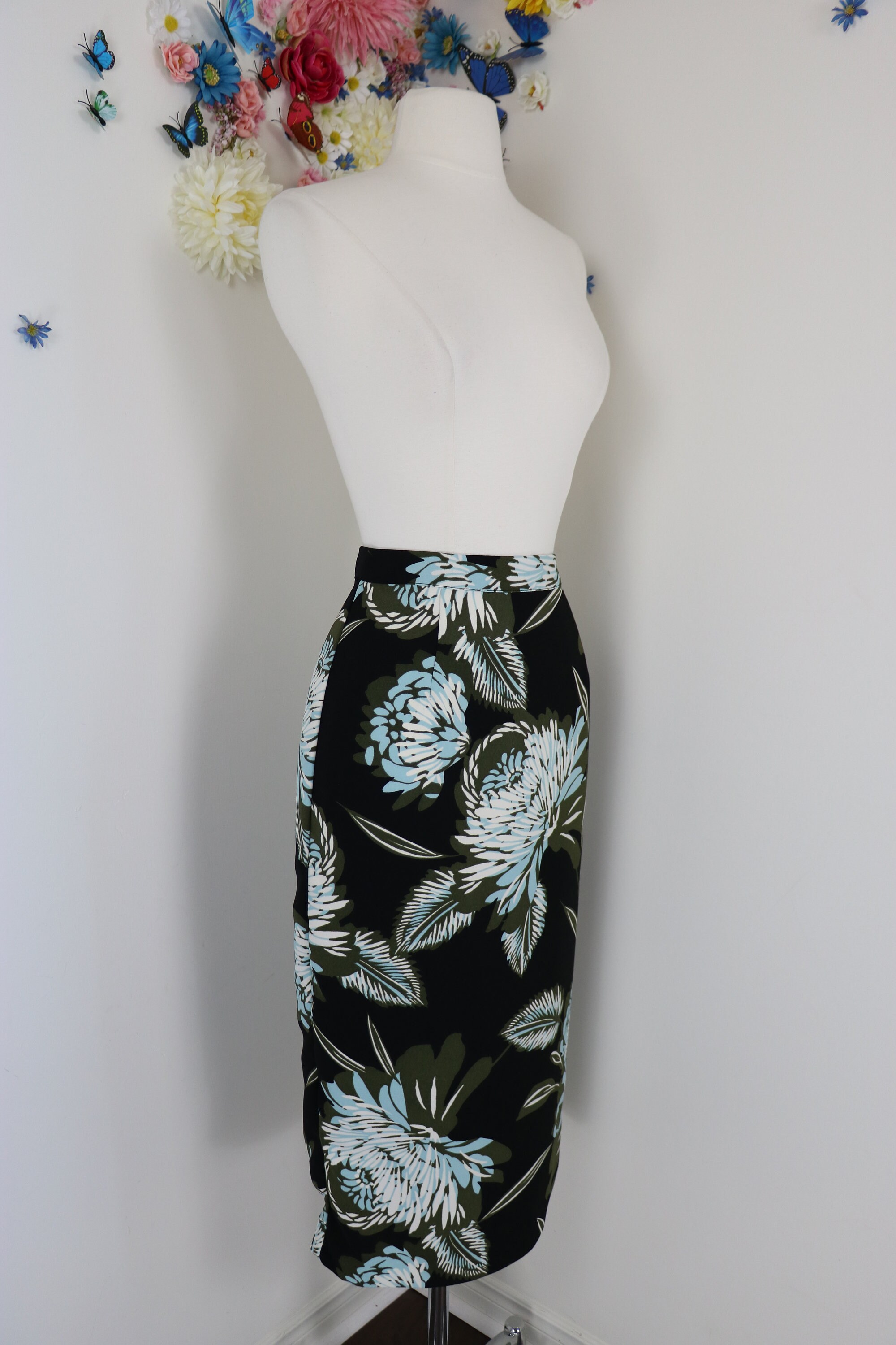 Vintage 80s 90s Floral Midi Pencil Skirt 1980s Dark Florals - Etsy