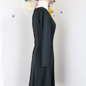 1970s Black Skater Dress Small SEARS Long Sleeve LBD Little Black Dress Vintage Day Dress Wear To Work image 6