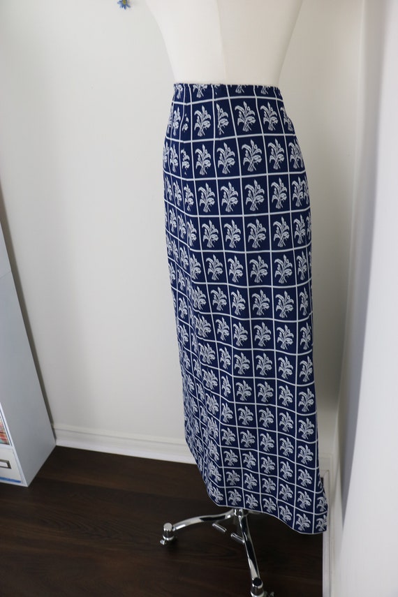 Vintage 60s 70s Maxi Prairie Skirt - 1970s Blue W… - image 4