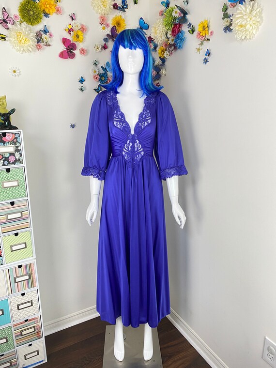 OLGA Purple Lace Nightgown Lingerie Negligee - Vi… - image 2