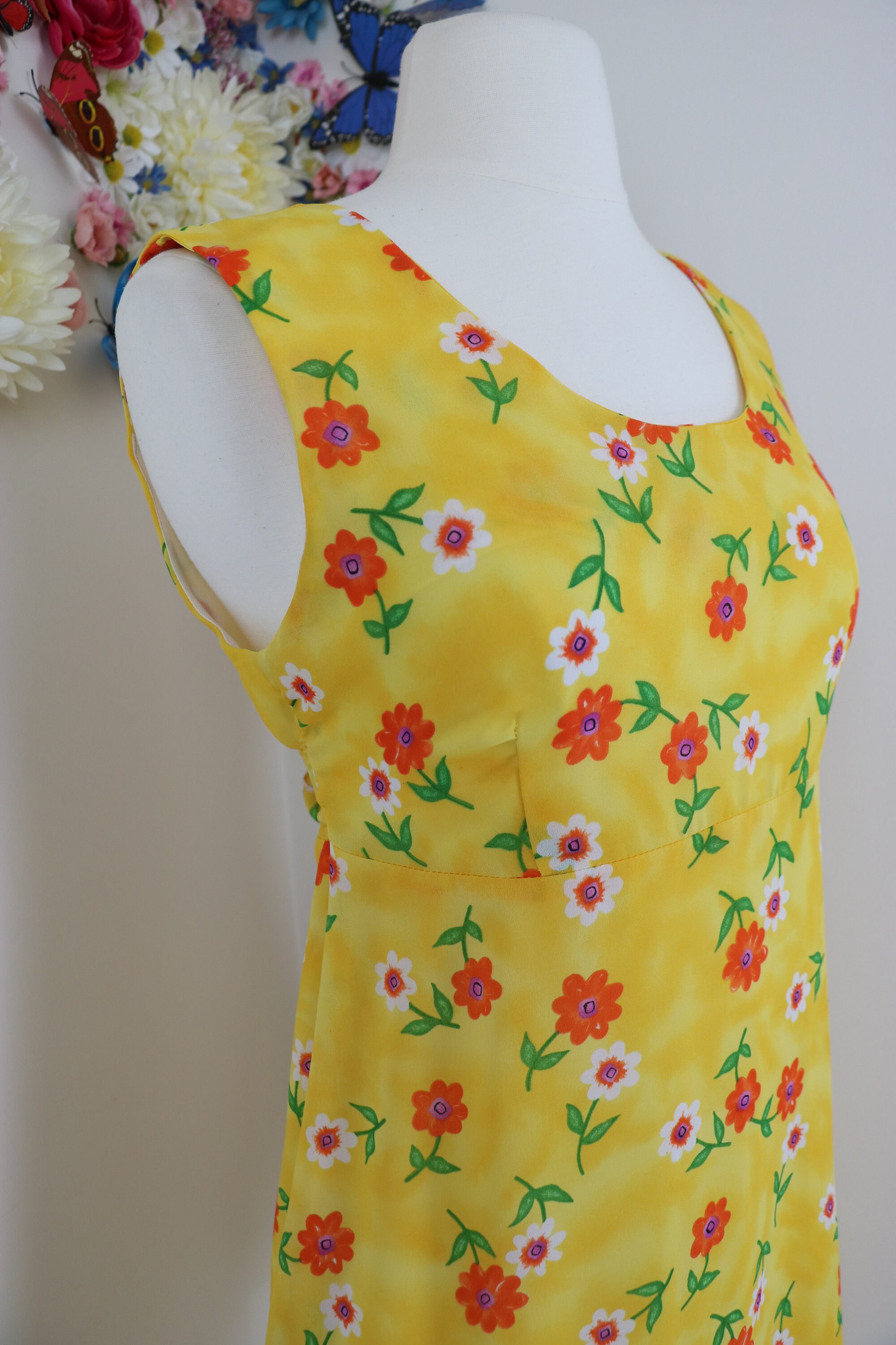 Vintage 80s Does 60s Floral Mini Scooter Dress Empire Waist - Etsy Canada