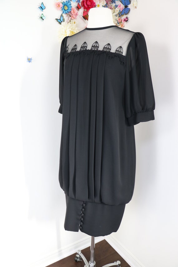 Vintage 80s Does 20s Black Evening Dress - Vintag… - image 6