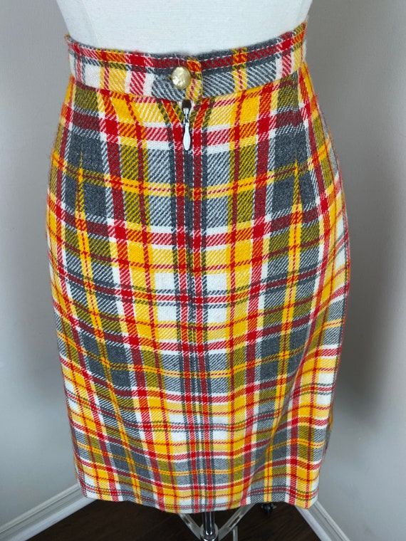 Yellow Plaid A line Skirt Vintage 60s 70s Tartan Wool Skirt Winter Fall Skirt Pin up Preppy Academia Skirt Wear to Work A line Skirt XS Etsy