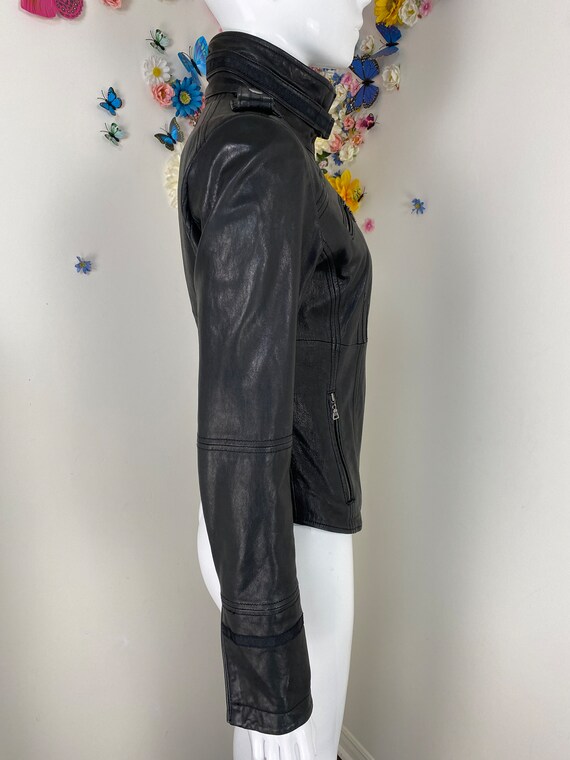 Y2K Sexy Black Leather Moto Jacket (XS)