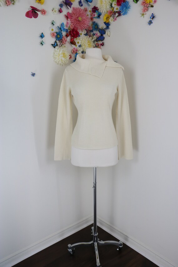 Vintage ANN TAYLOR Sweater Cream Asymmetrical Jumper Winter Fall Sweater Office Appropriate Long Sleeve Jumper Medium Etsy Canada