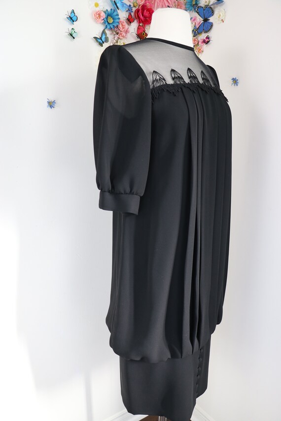 Vintage 80s Does 20s Black Evening Dress - Vintag… - image 7