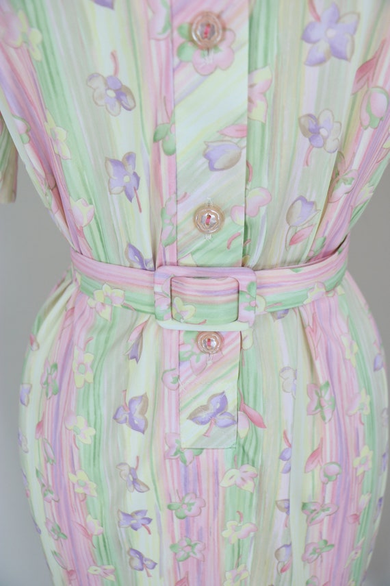 Vintage 70s Floral Pastel Day Dress - Large/XL St… - image 6