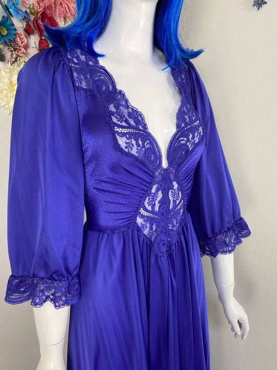 OLGA Purple Lace Nightgown Lingerie Negligee - Vi… - image 3