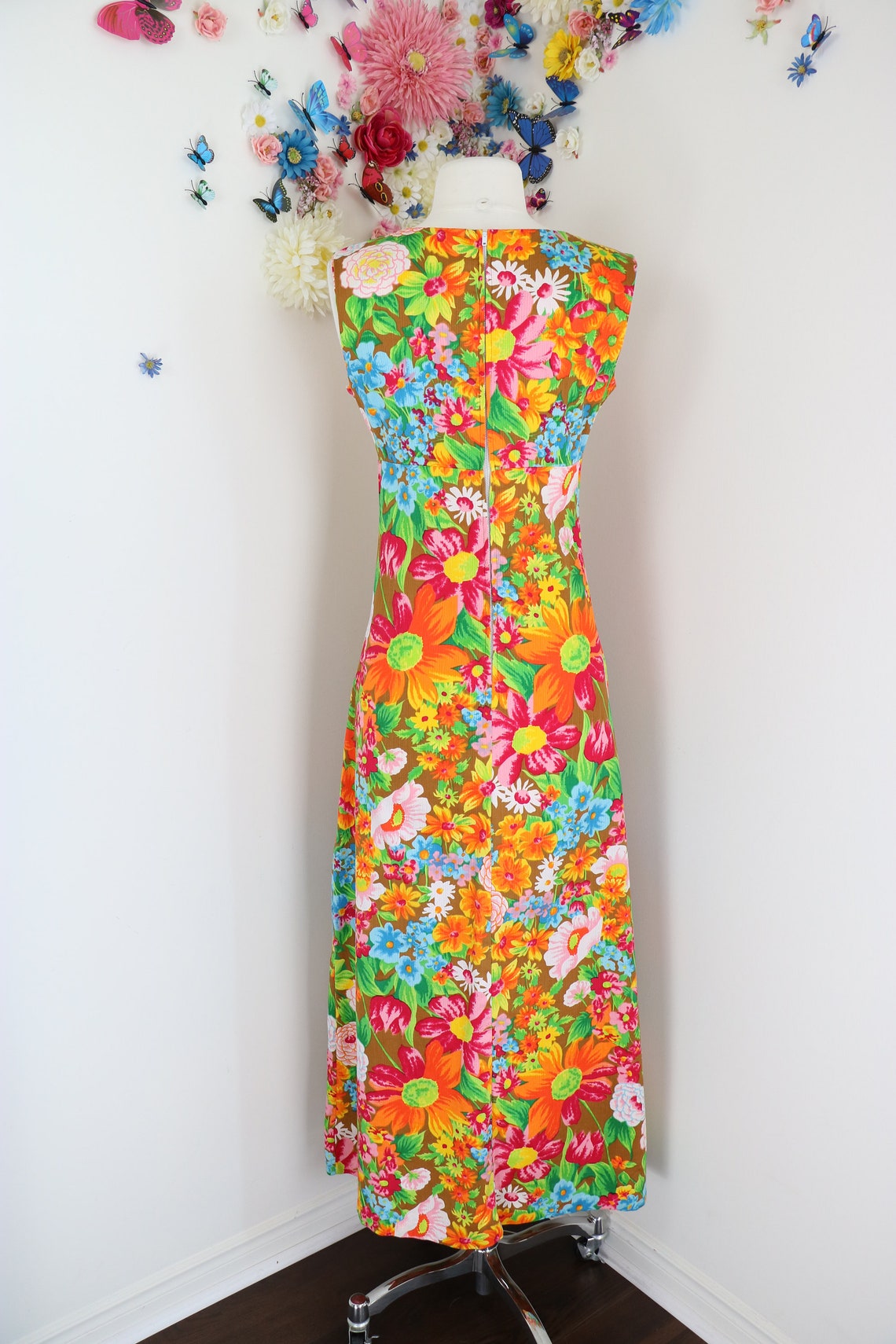 Vintage 60s 70s Floral Maxi Dress RHAPSODY N ROBES 1960s - Etsy
