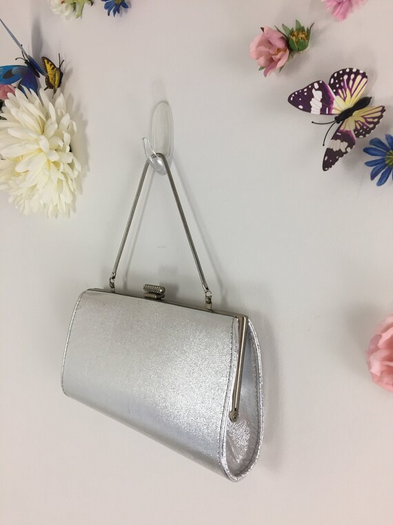 Vintage Silver Metallic Evening Clutch - 50s 60s E