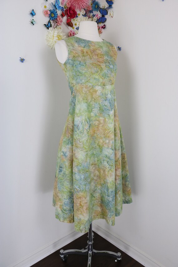1970s Vintage Cotton Midi Dress - XS/S - Watercol… - image 3