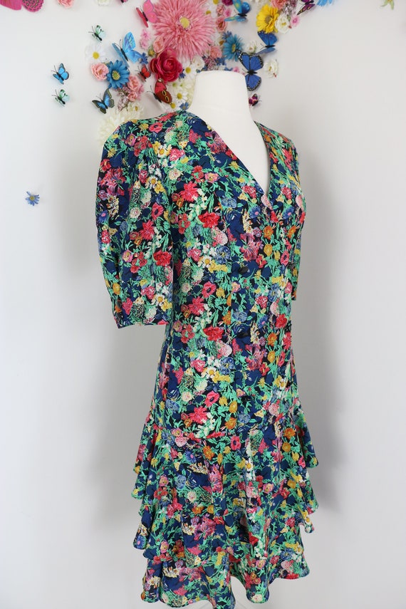 Vintage 80s Does 30s Floral Day Dress - CLOCK HOU… - image 7