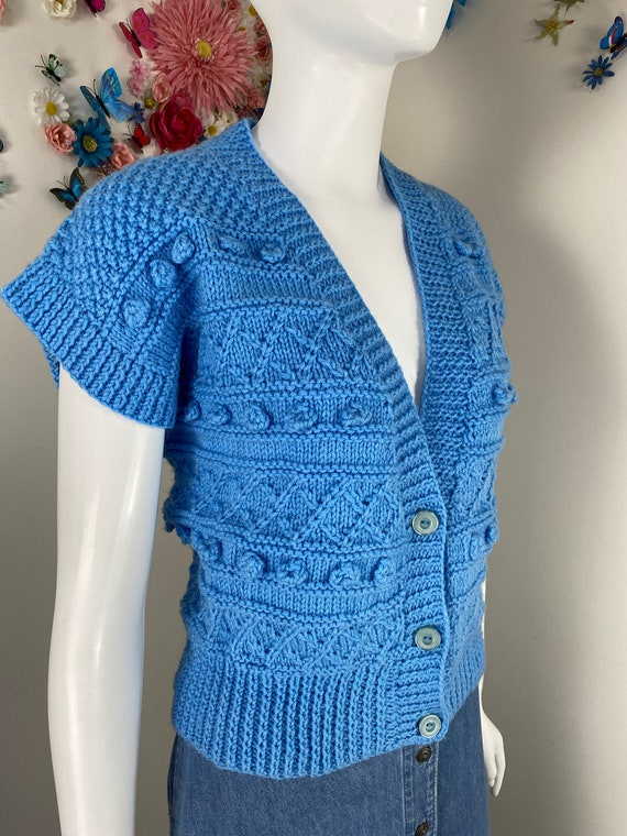 Vintage 70s Blue Button Up Sweater Vest - Popcorn 