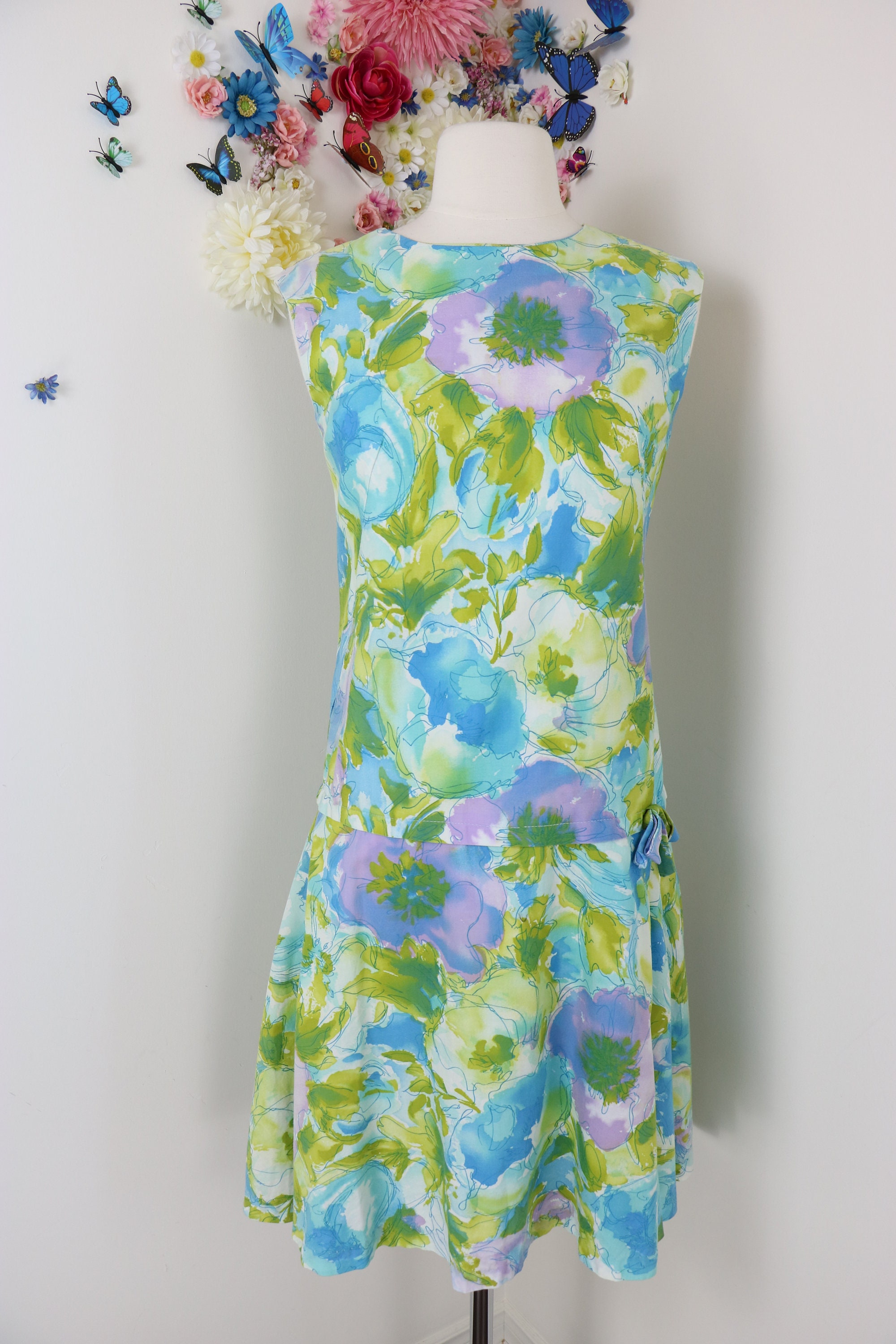 1960s Floral Chiffon Mini Day Dress main image 1