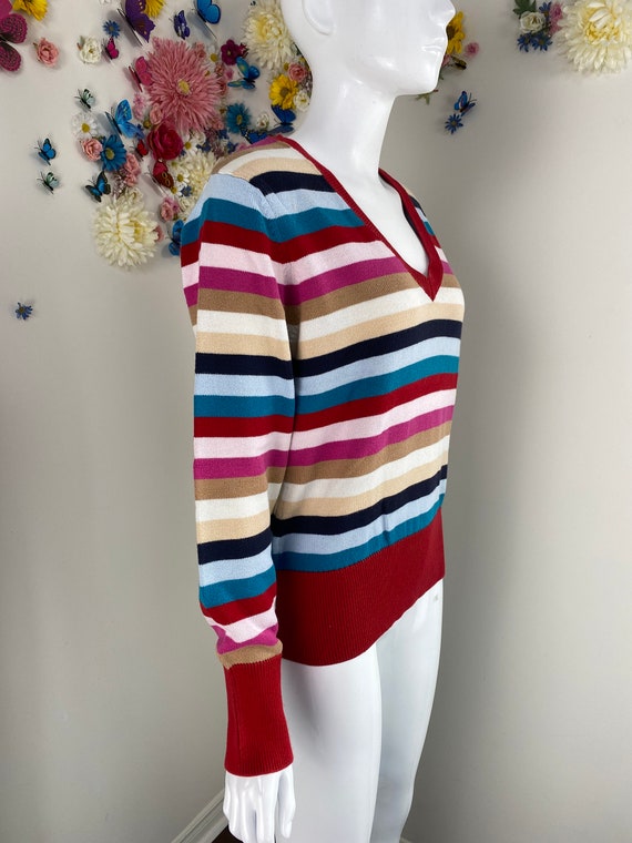TOMMY HILFIGER Rainbow Striped Knit Pullover Top … - image 7
