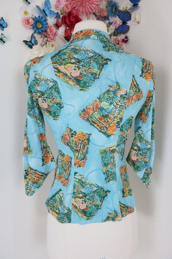 70s Does 40s Vintage Novelty Print Jacket Blazer … - image 9