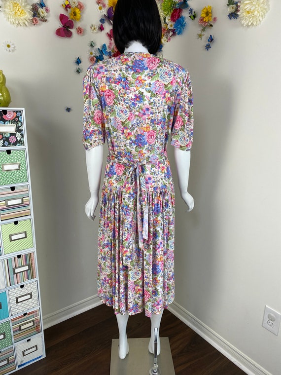 80s Floral Summer Dress - Vintage 1980s Cottageco… - image 7