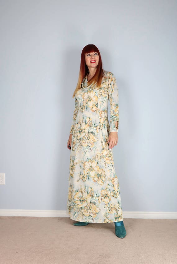 Cowl neck long sleeve maxi dress outlet