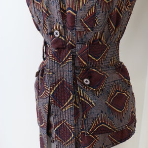 Vintage Vest ANTHROPOLOGIE ELEVENSES Safari Vest Jacket Tribal Print Fall Vest Jacket Businesscore Boho Vest - Small image 4