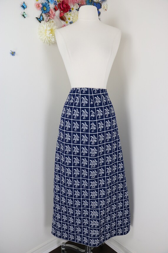 Vintage 60s 70s Maxi Prairie Skirt - 1970s Blue W… - image 3