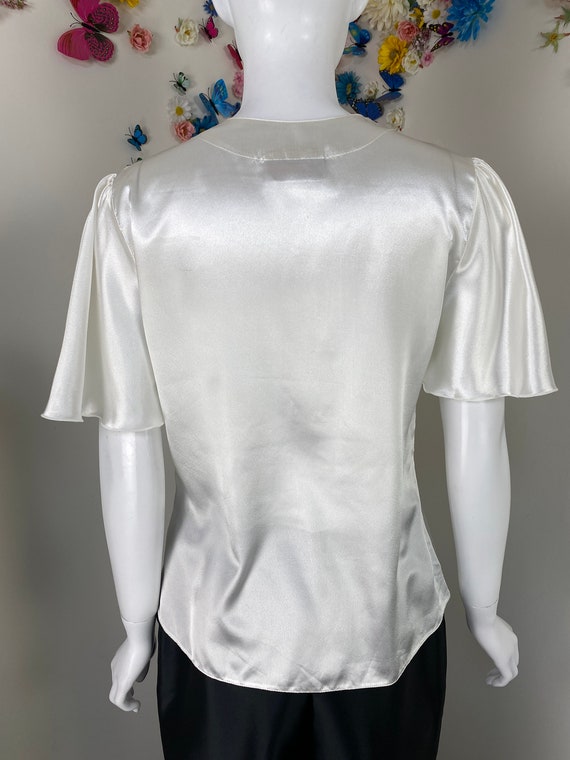 80s PIERRE CARDIN White Blouse With Lace Trim And… - image 8