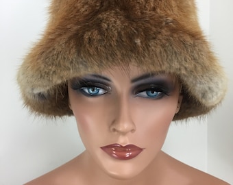 Vintage 60s 70s Fur Bucket Hat - TANNERY ROW - Warm Winter Hat