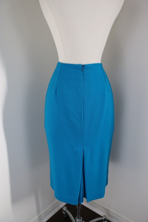 Vintage 80s 90s Blue Pencil Skirt - Small 27" Acc… - image 7