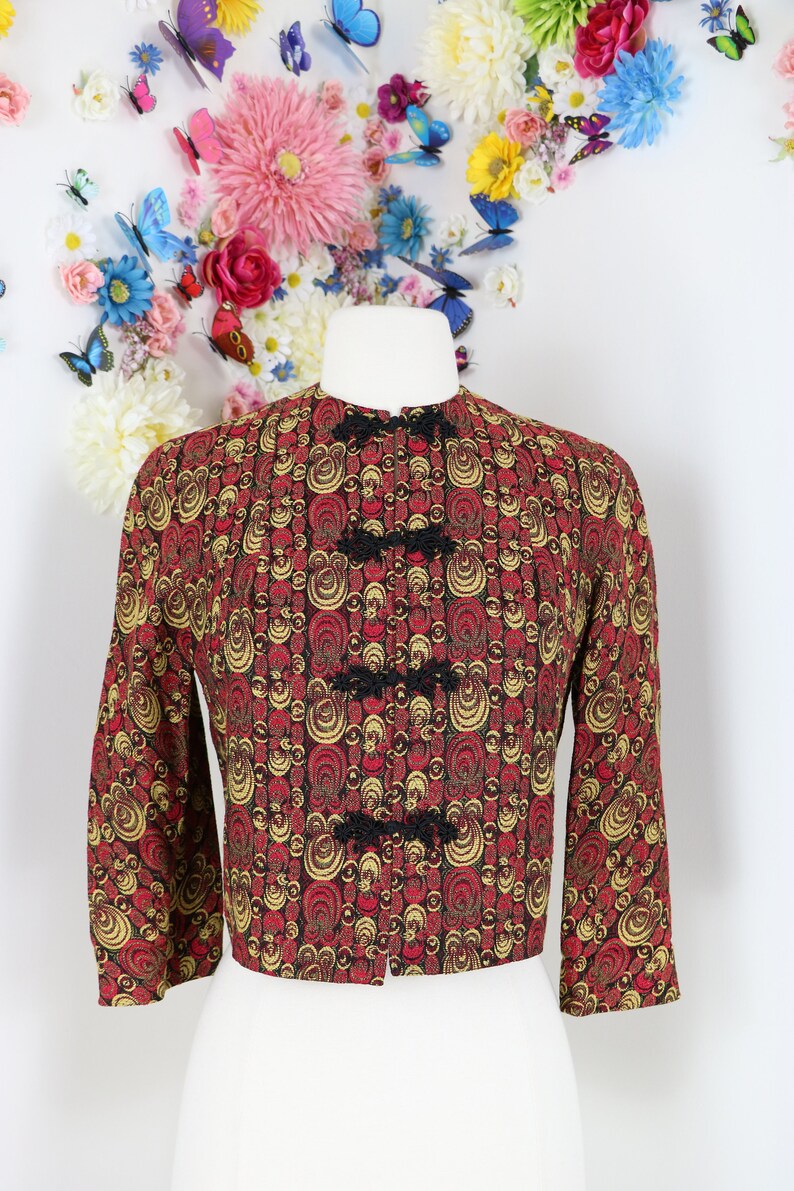 1980s Chinese Asian Jacket Cropped 3/4 Sleeve Frog Clasp - Etsy
