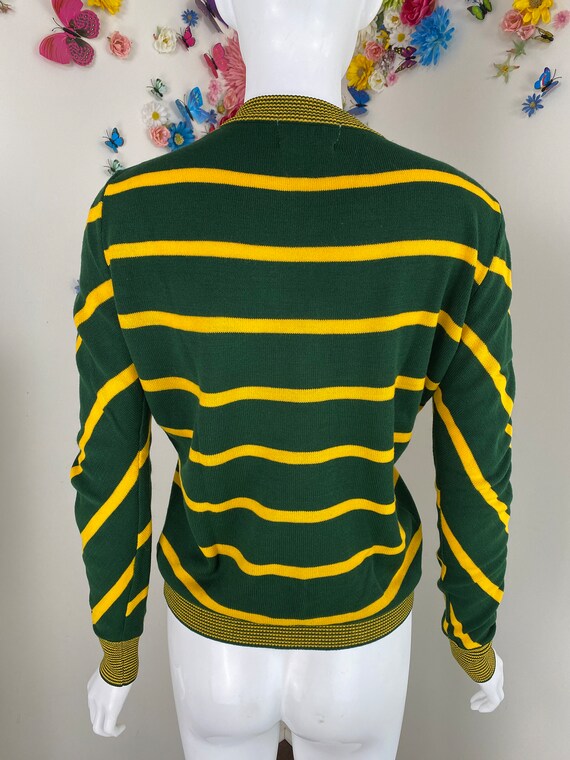 Green Yellow College Style Cardigan Sweater - Col… - image 8